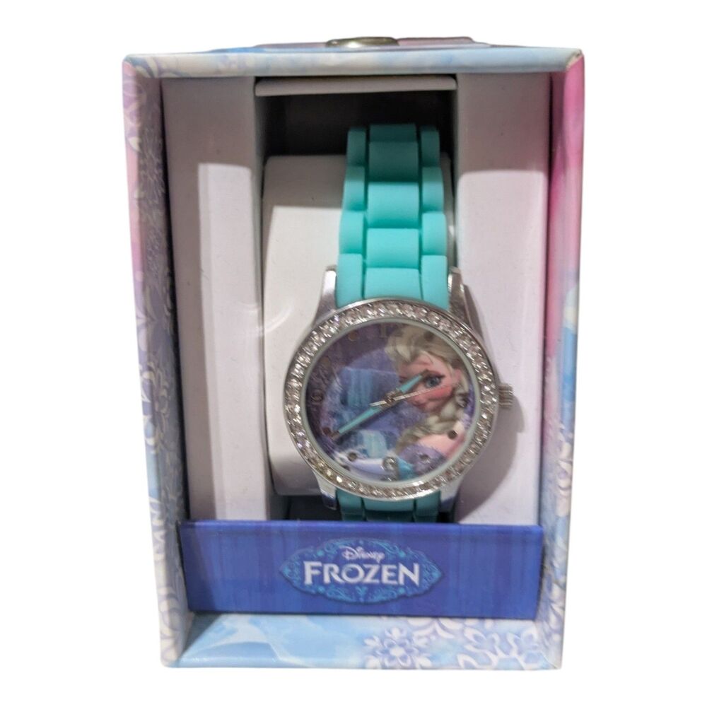 Disney Frozen Elsa Kids Watch Blue Silicone Band Olaf Gift Box New